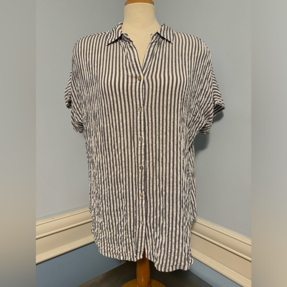 Jane and Delancey - striped waffle weave loose fit shirt